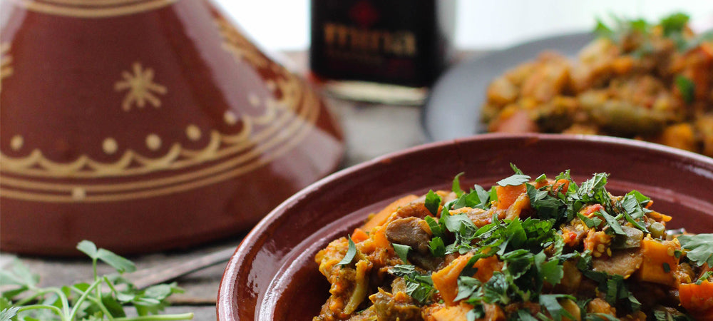Mina Harissa blends together 6 simple, all-natural ingredients - chili pepper, bell pepper, garlic, extra virgin olive oil, a splash of vinegar, and a dash of salt.